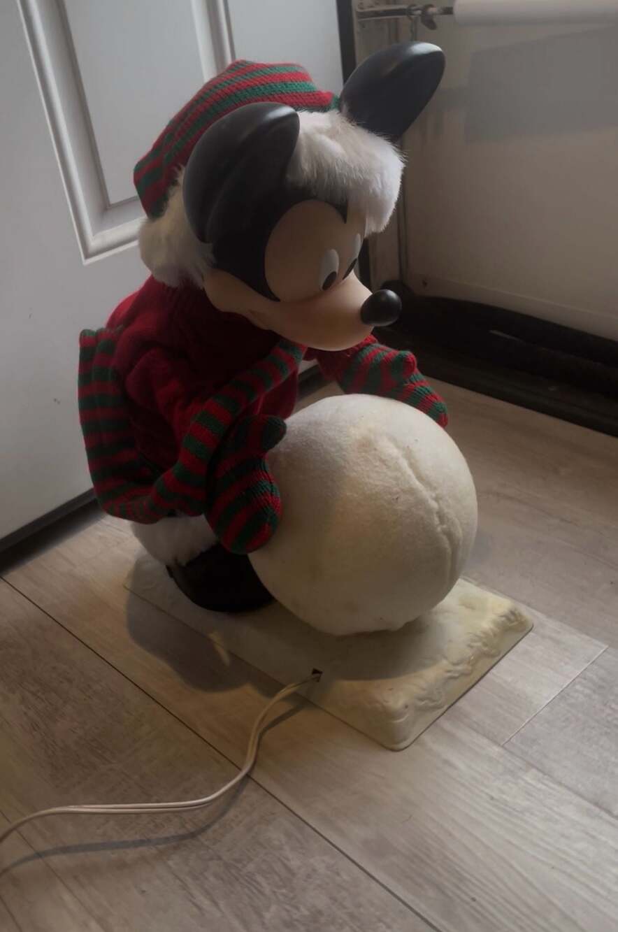 Vintage Santa's Best Disney Mickey Mouse Animated Snowball Christmas Figure